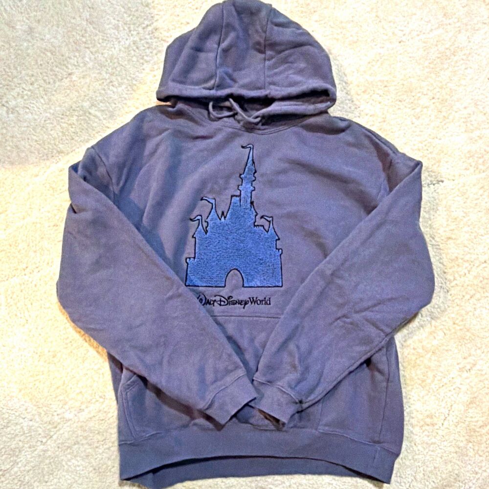 Disney Walt Disney World Castle Mickey Mouse Graphic Pullover Hoodie Gray L